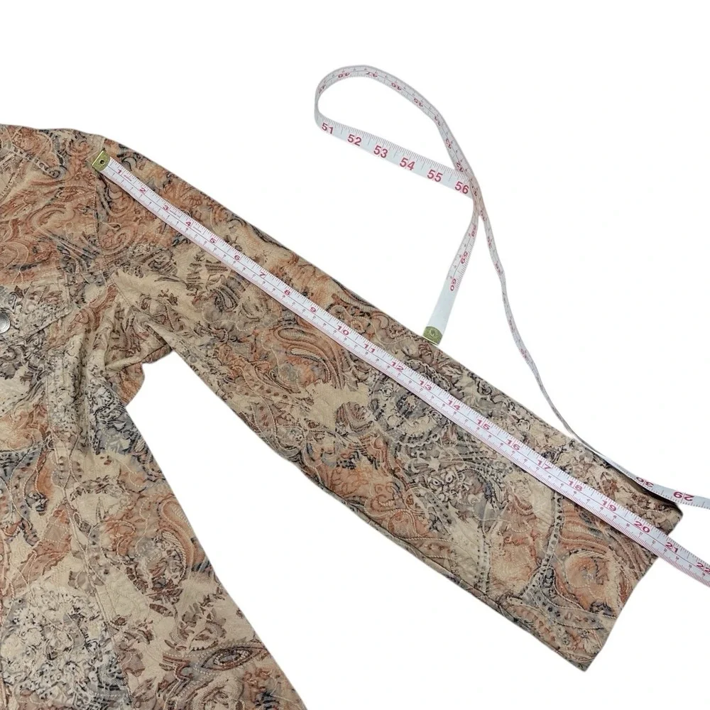 Analogy Medium Brown Embroidered Denim Style Jacket Button Front TexturedCowgirl - Picture 11 of 13